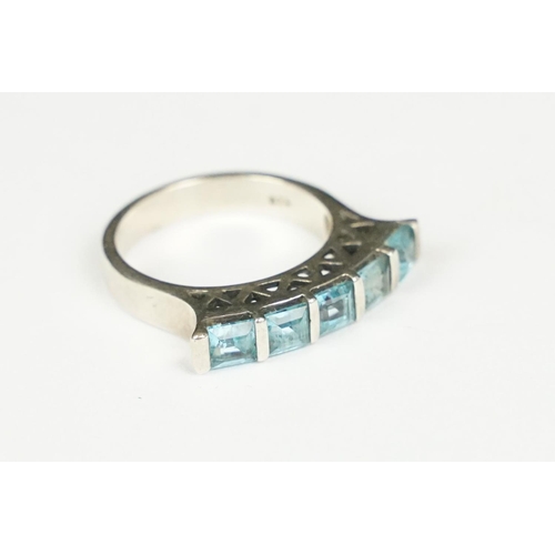 263 - Silver and blue topaz dress ring