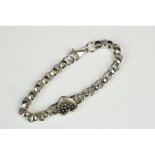 264 - Silver bracelet with CZ heart shaped clasp