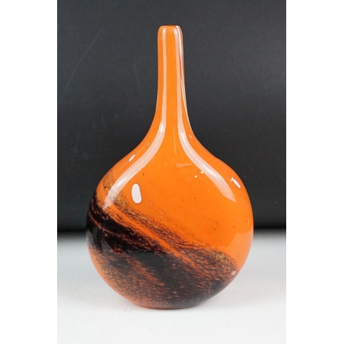 39 - Phoenician Glassblowers of Malta glass vase of flattened bottle form (approx 28cm tall, label to bas... 