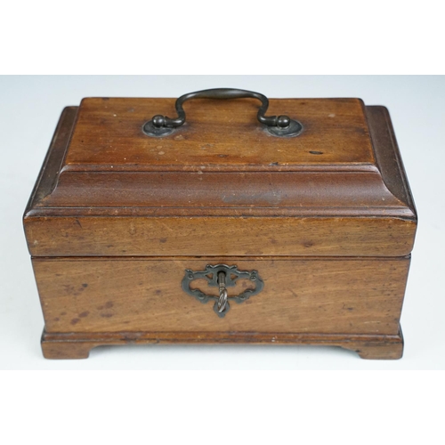 152 - George III mahogany tea caddy with a fitted interior, approx 23cm wide