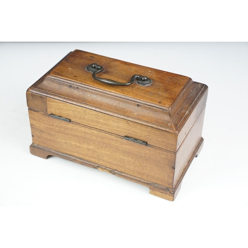 152 - George III mahogany tea caddy with a fitted interior, approx 23cm wide