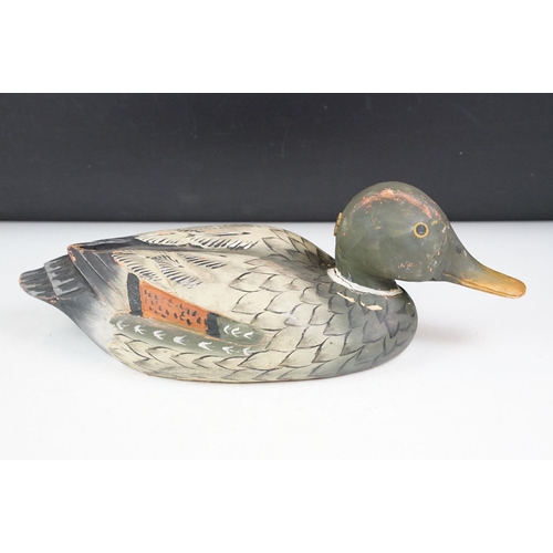 182 - Painted wooden decoy duck, approx 37cm long