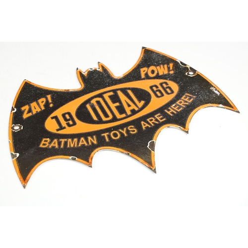 184A - Advertising - A reproduction Ideal Batman toys enamel sign in the form of a bat, approx 30cm wide