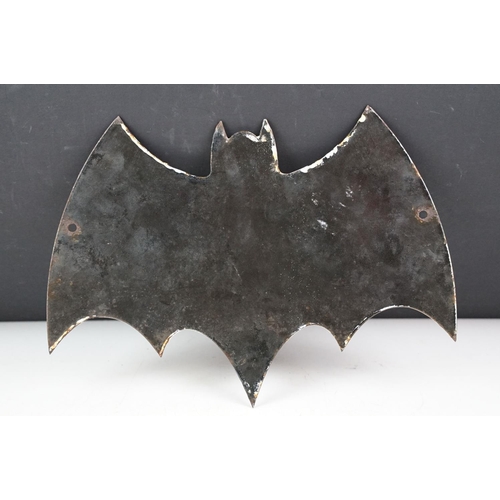 184A - Advertising - A reproduction Ideal Batman toys enamel sign in the form of a bat, approx 30cm wide