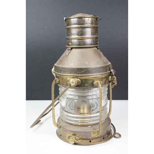 169 - Brass Anchor ships lantern, approx 35cm high (excluding handle)