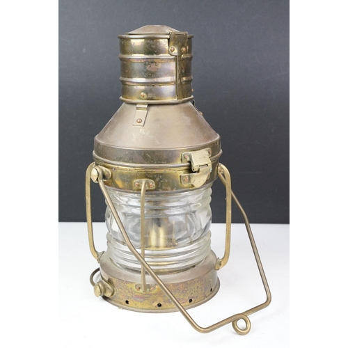 169 - Brass Anchor ships lantern, approx 35cm high (excluding handle)