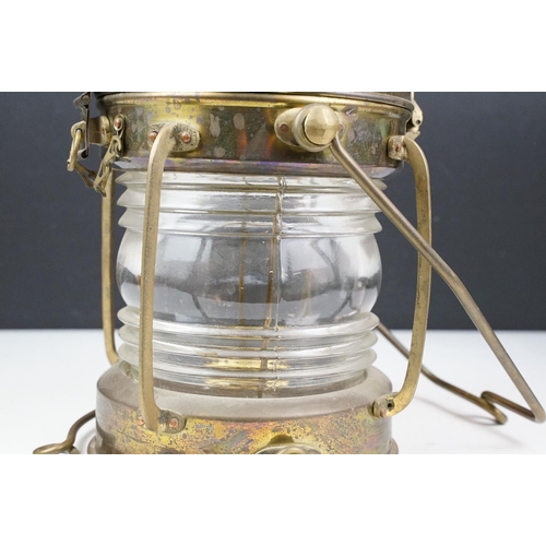 169 - Brass Anchor ships lantern, approx 35cm high (excluding handle)