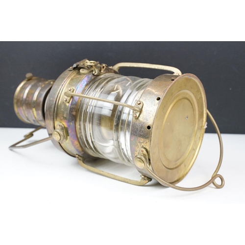 169 - Brass Anchor ships lantern, approx 35cm high (excluding handle)