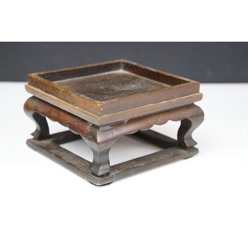 170 - Chinese Wooden Miniature Altar Table, 24cm long together with a Chinese Hardwood Square Stand, 12cm ... 