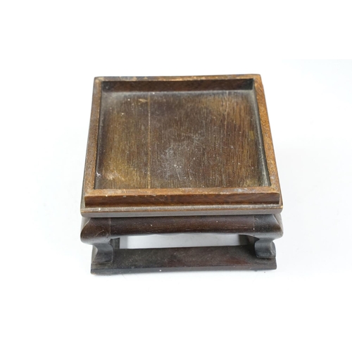 170 - Chinese Wooden Miniature Altar Table, 24cm long together with a Chinese Hardwood Square Stand, 12cm ... 