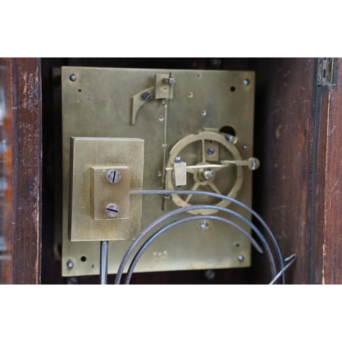 172 - Late 19th / early 20th century carved oak mantel clock with silvered dial, together with an early 20... 