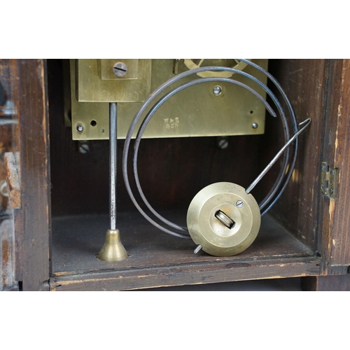 172 - Late 19th / early 20th century carved oak mantel clock with silvered dial, together with an early 20... 