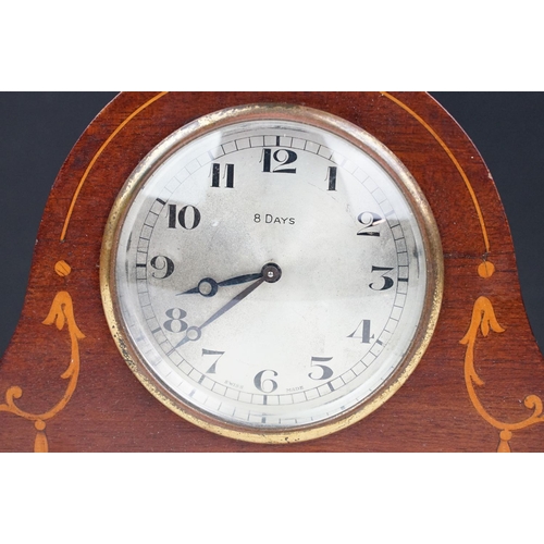 172 - Late 19th / early 20th century carved oak mantel clock with silvered dial, together with an early 20... 