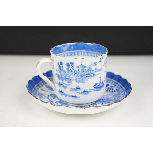 58 - Late 19th century Royal Worcester 'Mandarin' blue & white cabaret tea set with gilt rims, the lot to... 