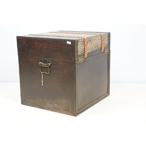 673 - Oriental style storage trunk, with twin carrying handles, 42cm high x 43cm wide x 40cm deep