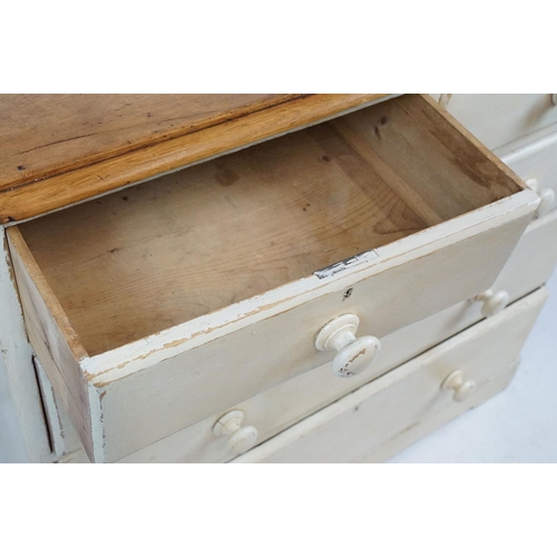 682 - Victorian painted pine chest of two short and three long drawers, 96cm high x 105cm wide x 44.5cm de... 