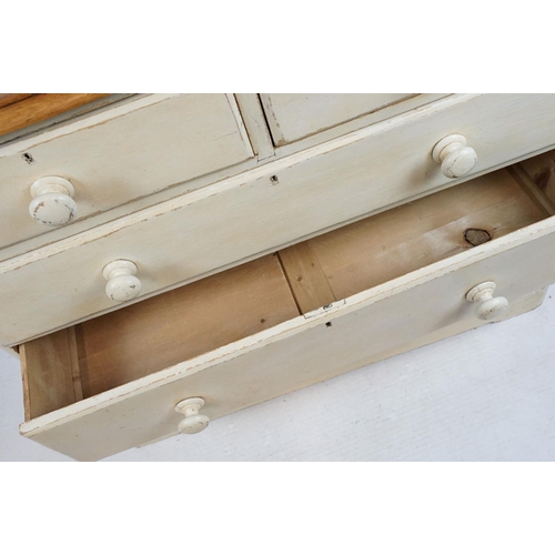 682 - Victorian painted pine chest of two short and three long drawers, 96cm high x 105cm wide x 44.5cm de... 