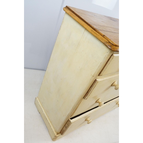 682 - Victorian painted pine chest of two short and three long drawers, 96cm high x 105cm wide x 44.5cm de... 