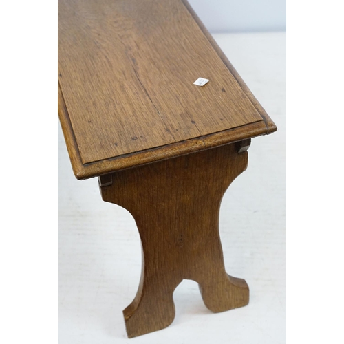 695 - Vintage oak stool, 35cm high x 76cm wide x 25cm deep