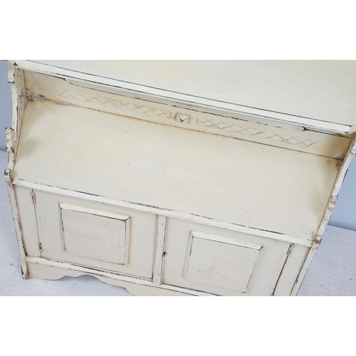 706 - Late Victorian painted carved wall cupboard, 79cm high x 68.5cm wide x 24cm deep