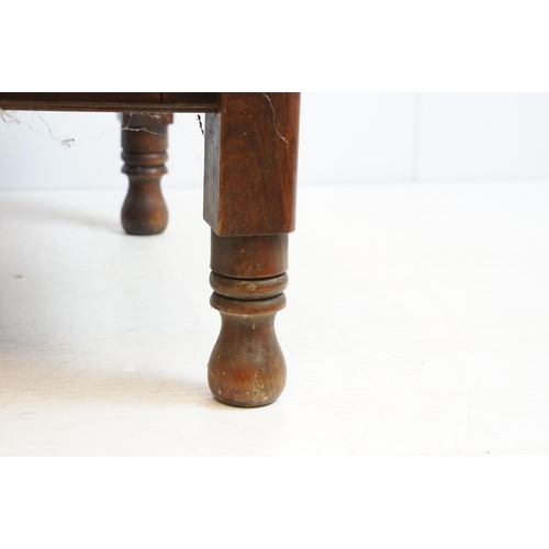 708 - Early 20th century mahogany low table on turned legs, 37cm high x 74cm wide x 72cm deep