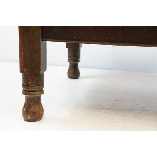 708 - Early 20th century mahogany low table on turned legs, 37cm high x 74cm wide x 72cm deep