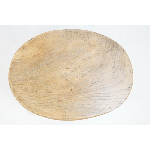 721 - 19th century stool with oval one piece elm seat, 44cm high x 31cm wide