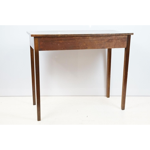 751 - Early 20th century mahogany side table with bow front and single drawer on square legs, 75cm high x ... 