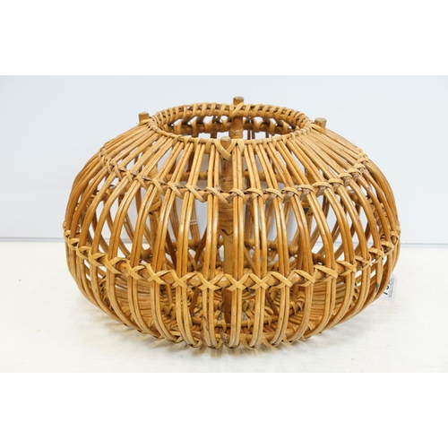 752 - Franco Albini, mid century wicker ' Lobster Pot ' stool ottoman, 31cm high x 50cm diameter