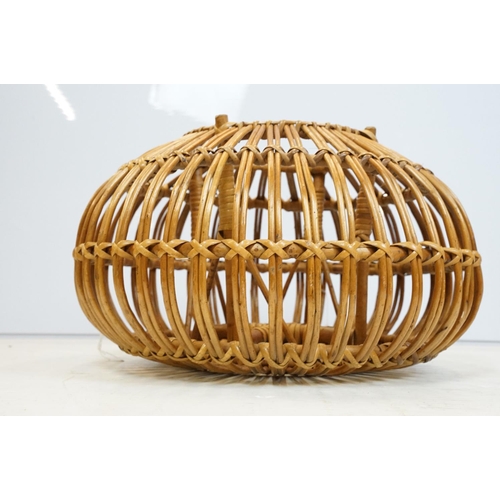 752 - Franco Albini, mid century wicker ' Lobster Pot ' stool ottoman, 31cm high x 50cm diameter