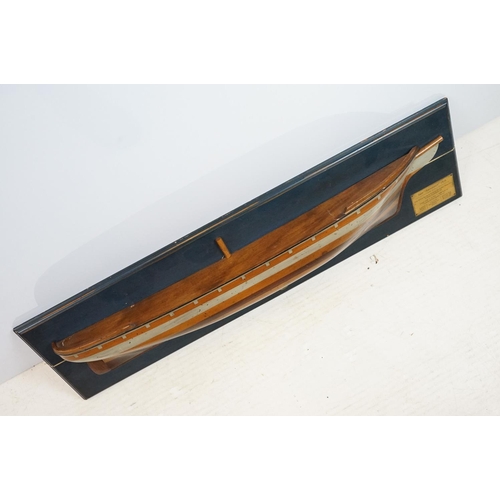 144 - Wooden wall-mounted half-block model of the 1876 Argonaut ship, 94cm long