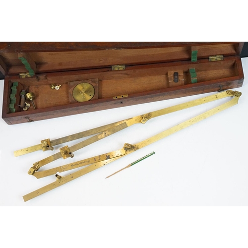 159 - Mahogany cased brass pantograph engraved 'Lennie, Edinburgh', case measures approx 77cm long