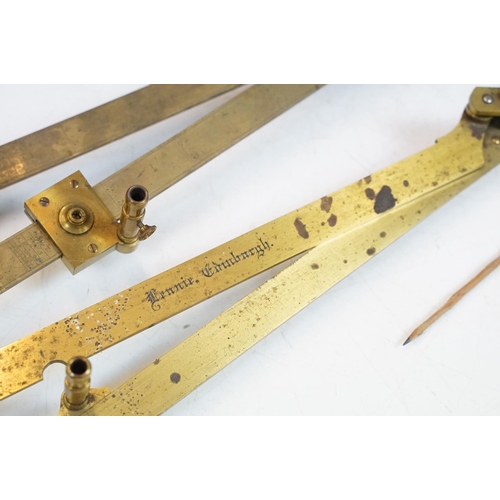 159 - Mahogany cased brass pantograph engraved 'Lennie, Edinburgh', case measures approx 77cm long