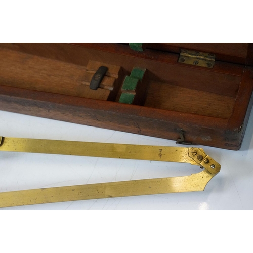 159 - Mahogany cased brass pantograph engraved 'Lennie, Edinburgh', case measures approx 77cm long