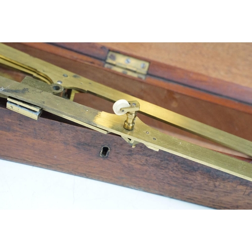 159 - Mahogany cased brass pantograph engraved 'Lennie, Edinburgh', case measures approx 77cm long