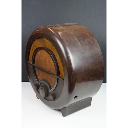 160 - Art Deco ‘ Ekco ‘ Circular Bakelite Radio, the back marked ‘ Ekco All-electric radio type A.C. 76 Su... 