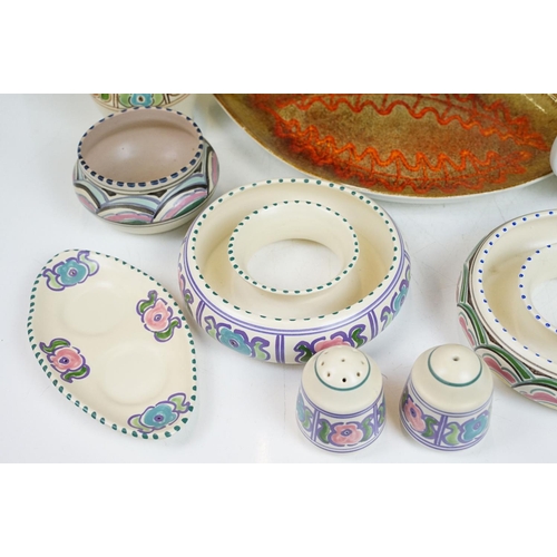 64 - Collection of Poole Pottery to include an Aegean pattern dish (shape 91), Galaxy vase (approx 13cm t... 