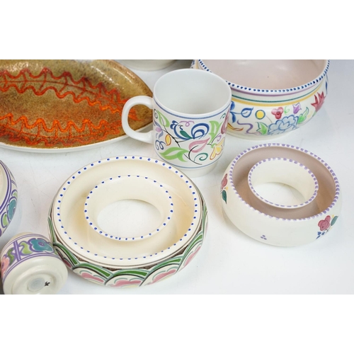 64 - Collection of Poole Pottery to include an Aegean pattern dish (shape 91), Galaxy vase (approx 13cm t... 