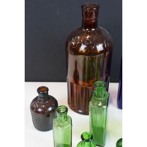 69 - Collection of vintage / antique glass bottles to include 'Not To Be Taken' poison bottles, featuring... 