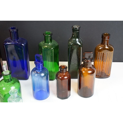 69 - Collection of vintage / antique glass bottles to include 'Not To Be Taken' poison bottles, featuring... 