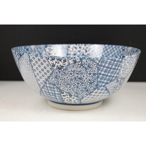 78 - Collection of mixed Chinese ceramics including blue and white bowl on wooden stand, black ground vas... 