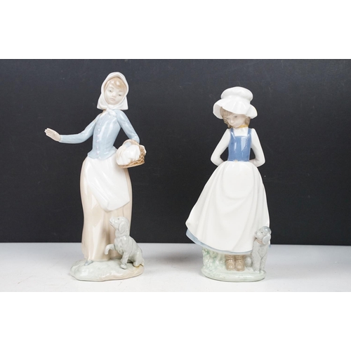 80 - Collection of porcelain figures to include Lladro & Nao examples, featuring Lladro Jester Sad Clown ... 