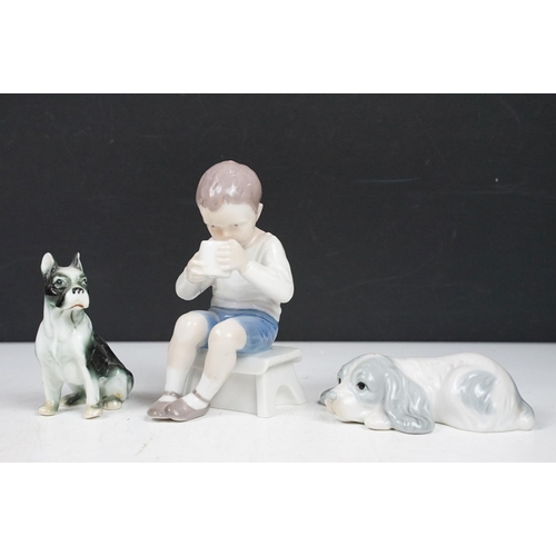 80 - Collection of porcelain figures to include Lladro & Nao examples, featuring Lladro Jester Sad Clown ... 