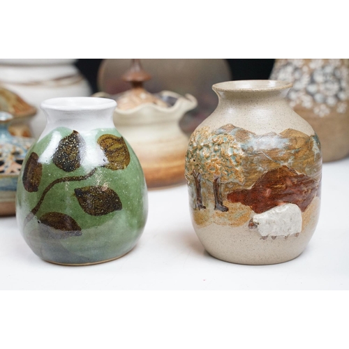 81 - Collection of studio pottery to include vases, jug, pots, etc, featuring Michael Kennedy Ceramics, A... 