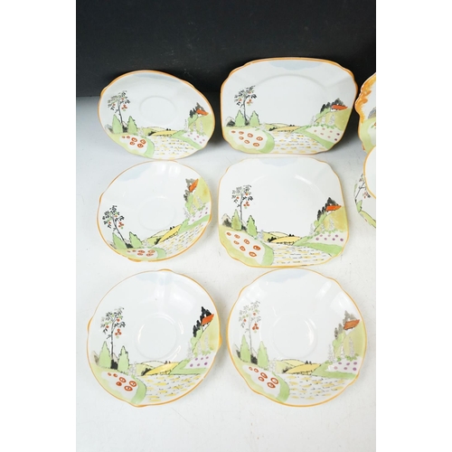 84 - Early-to-mid 20th century Bell China S&C part tea set with hand painted polychrome decoration