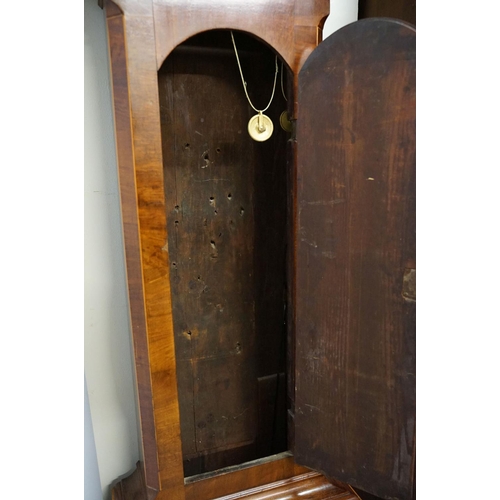 728 - Mahogany inlaid longcase clock, the brass dial signed Thomas Lister, Halifax, with Roman and Arabic ... 