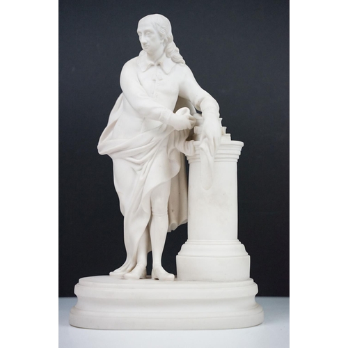 74 - Parian Ware bisque porcelain figure of John Milton, approx 36cm tall