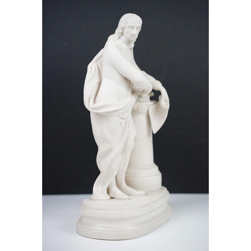 74 - Parian Ware bisque porcelain figure of John Milton, approx 36cm tall