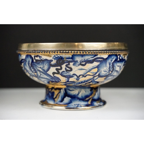 95 - Group of mixed ceramics to include a 19th century footed bowl with silver plated rim, green ground B... 