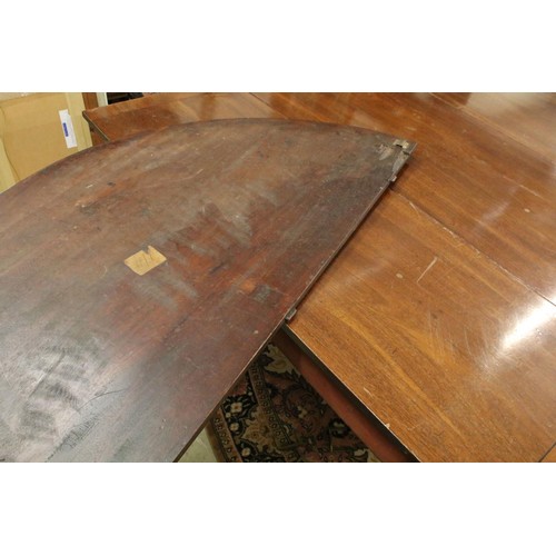 699 - Mahogany D-end dining table with three loose leaves, 71cm high x 257cm long x 124cm deep